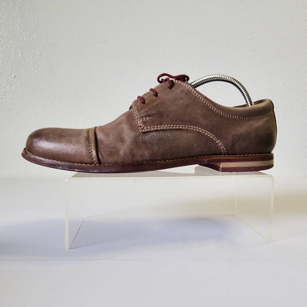 Joseph Abboud Mens 10-10.5 Dress Shoes Brown Leather Distressed Lace Up Derby